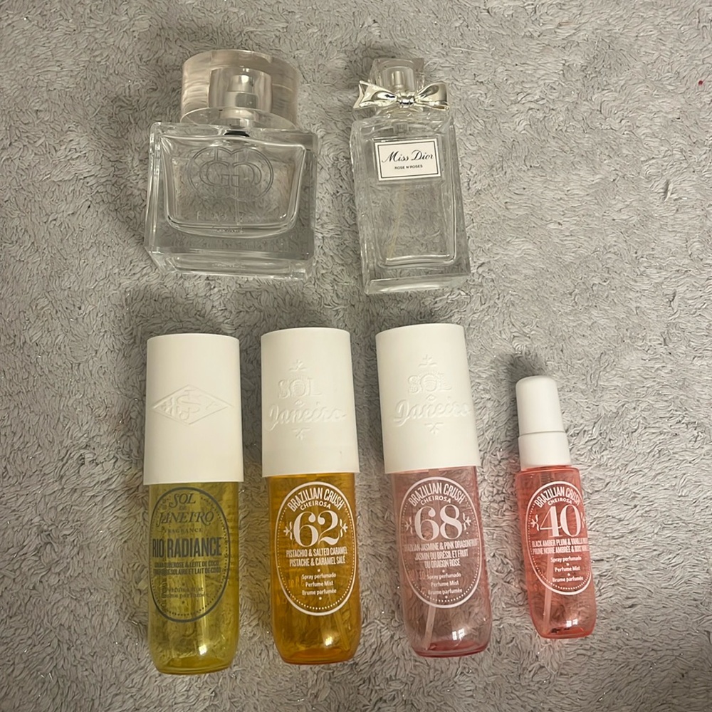EMPTY perfume bottles! Sol De Janeiro,miss Dior, and flawless